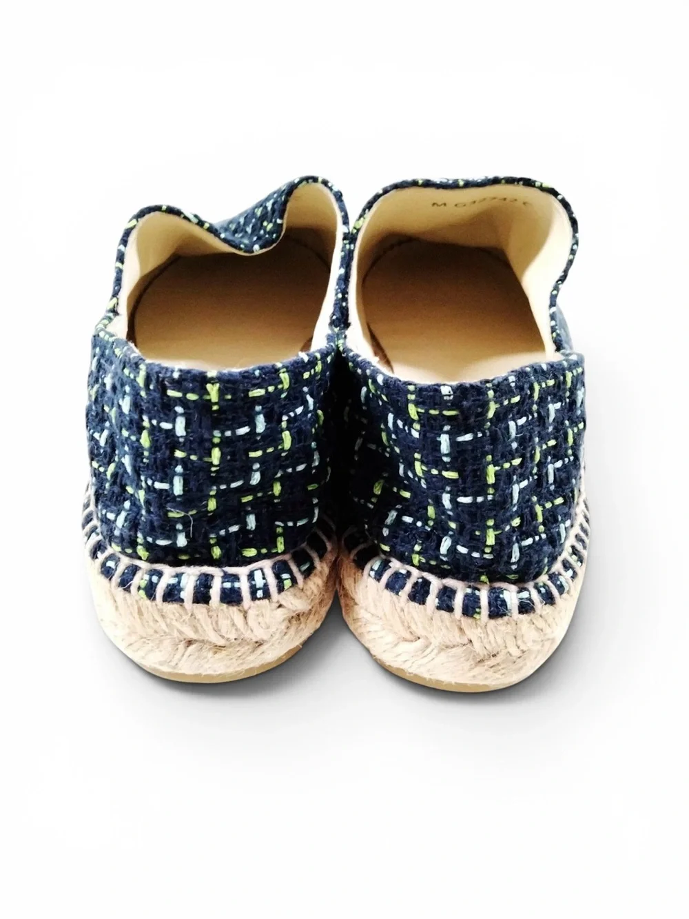 NWOT CHANEL CC Logo Cap Toe Navy Tweed Espadrille Flats Size EU 39